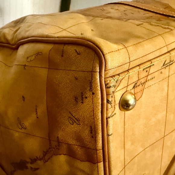 Alviero Martini Vintage 1A Classe Brown Geo Coated Canvas Weekender Bag - Picture 7 of 13